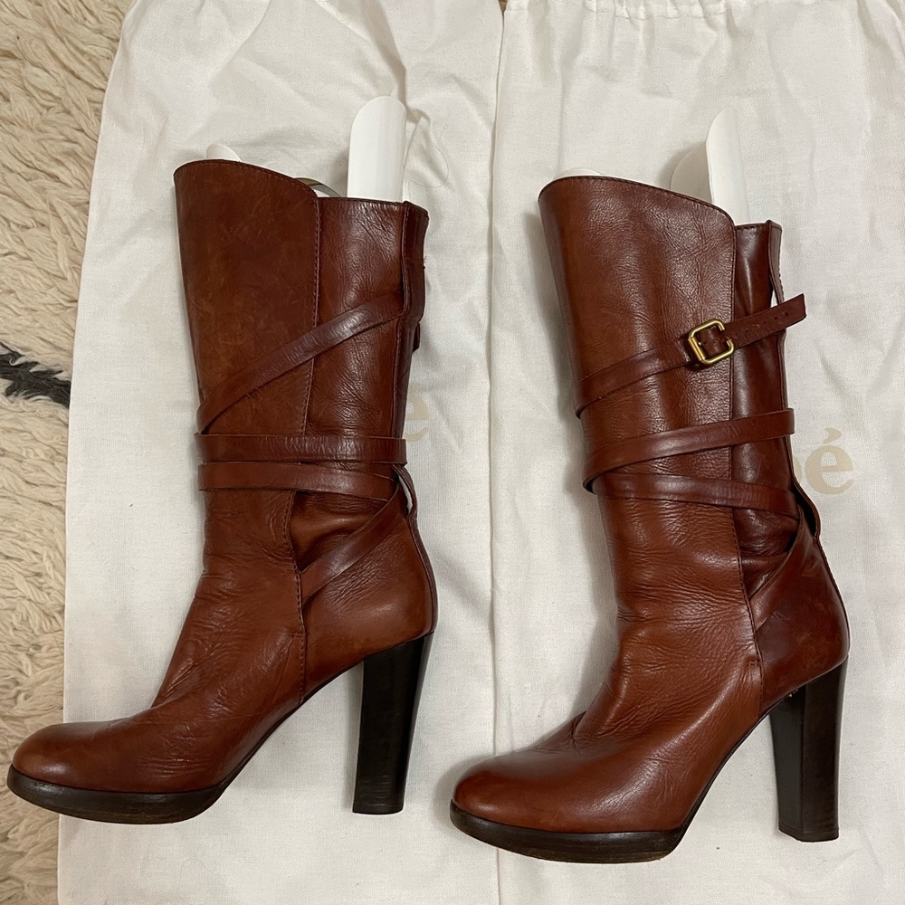 Chloe Cognac high boots